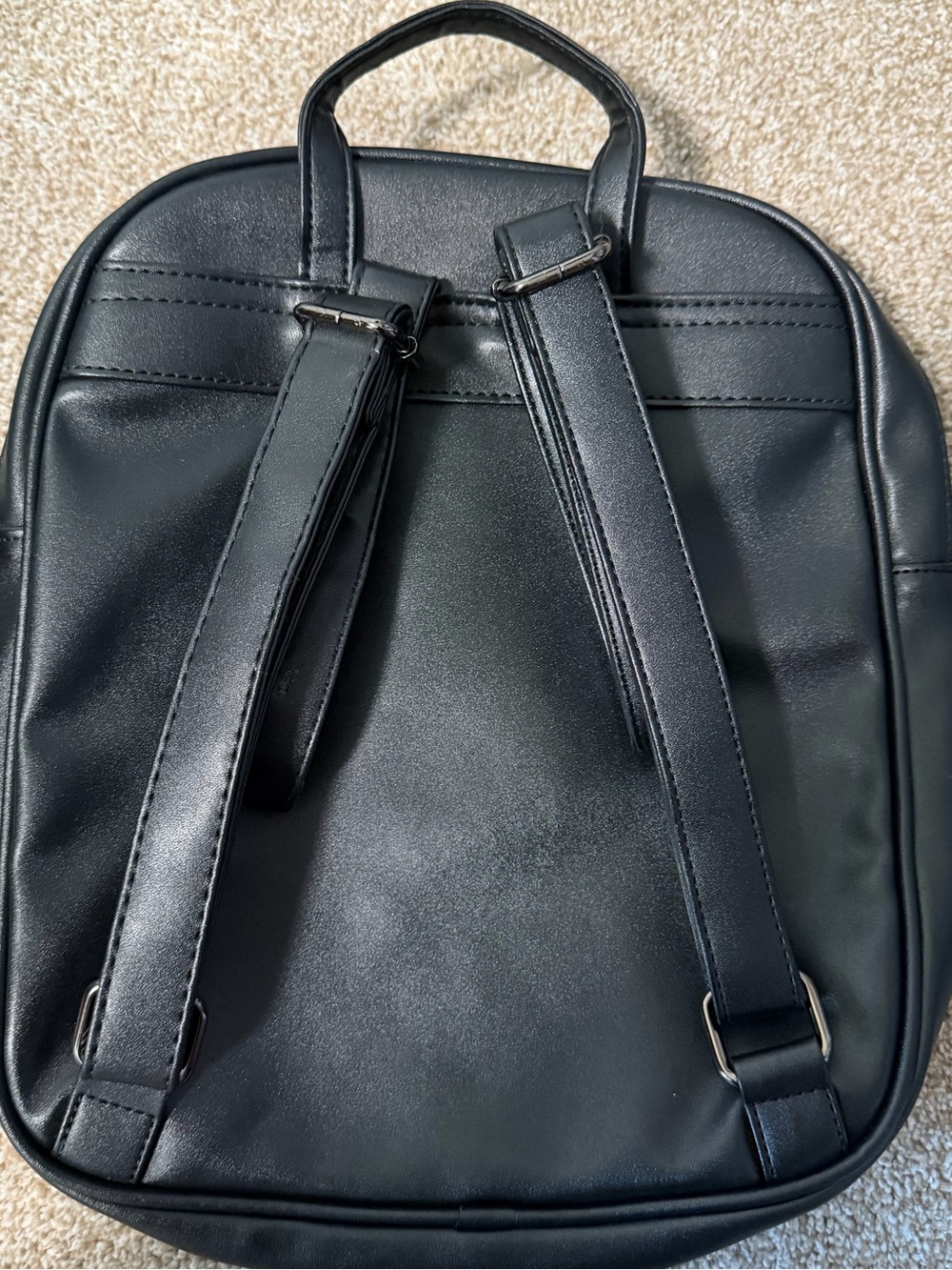 Killstar Black Faux Leather Pentagram Heart Window Studded Goth Backpack - Picture 6 of 12
